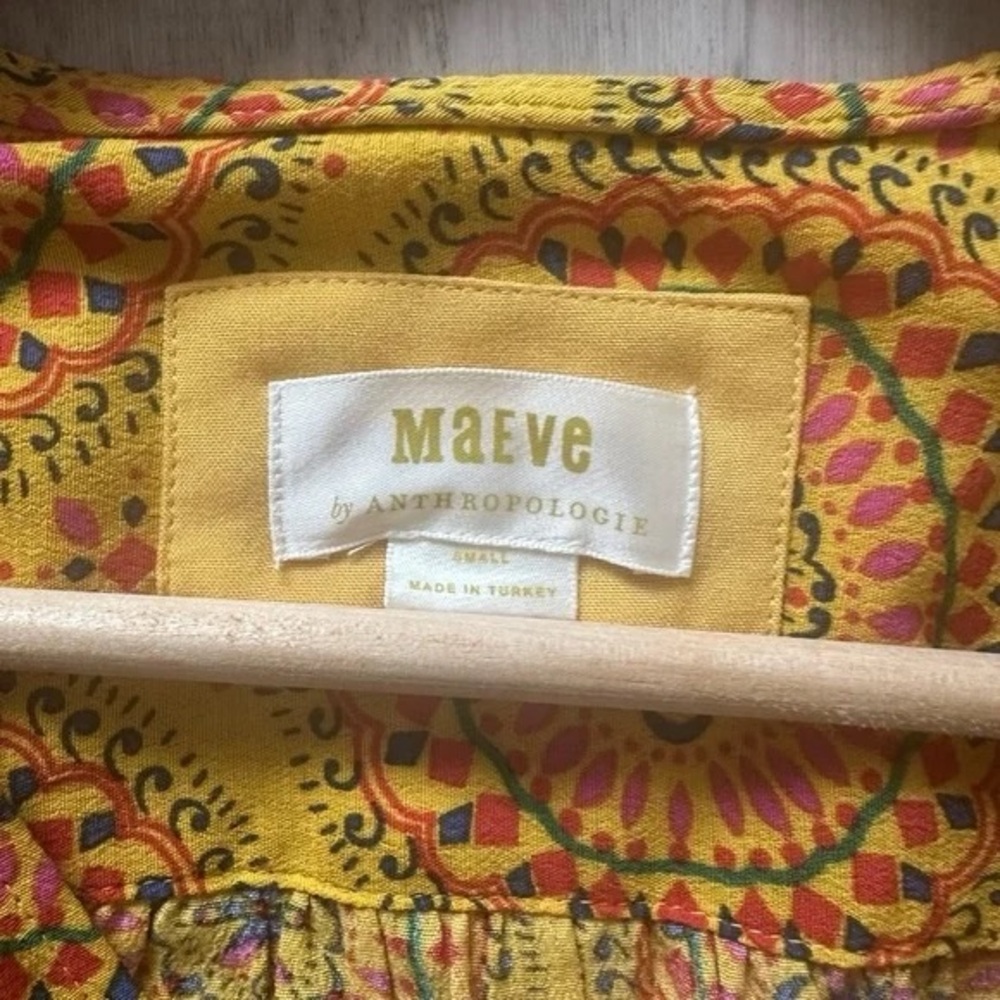 Anthropologie Maeve Cap-Sleeved Blouse in Yellow Medallion .Size: Small. - Picture 11 of 11